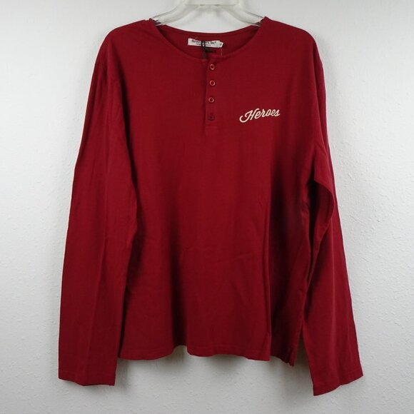 Heroes Motors Motorcycle T-Shirt Men's Size XL Red Long Sleeve Cotton - Picture 2 of 7